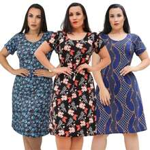 Kit With 3 Women's Printed Liganete Dresses Loose Evangelical Fashion - 彩色 - 查看 1