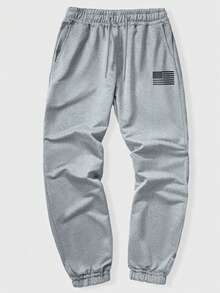 Printed Pattern Casual Sports Long Pants, Suitable For All Seasons, Loose And Well-Fitting, Suitable For Both Men And Women, Street Casual Wear, Comfortable, Jogging For Exercise, Commuting, Tapered Pants - 淺灰色 - 查看 2