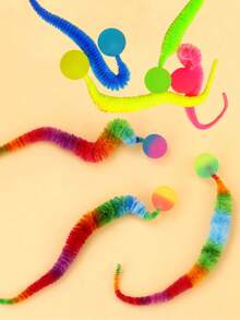 8pcs/5pcs/1pc Caterpillar Shaped Elastic Ball Cat Toys - Interactive Indoor Cat Toy Ball, Durable Polyester Pet Toys (Random Color)