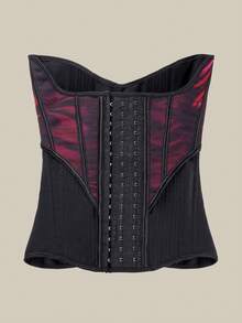 1 件女士双层网眼束腰紧身胸衣，带按扣，塑身效果佳 - 彩色 - 查看 5