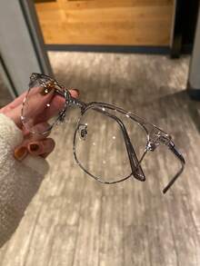 Blue Blocker Glasses For Men Metal Browline Computer Gaming Glasses Filter Blue Ray (Silver Metal/Gray Crystal TR90 Eyeglasses)  New Vintage Fashion Half Frame Semi-Rimless Clear Lens Glasses Blue Light Glasses For Woman/Men Computer Bluelight Glasses Womens/Mens - Màu trắng trong suốt - Xem 8