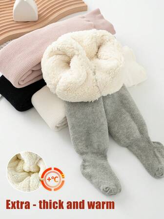 1 Pair Kids Tights Baby Toddler Leggings Upgrade Your Girl's Winter Wardrobe With These Thickened Tights. Super Warm, Perfect For Outdoor Activities.