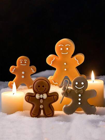 3D Cute Cartoon Gingerbread Man Silicone Molds - For DIY Candles/Soap/Plaster Resin Crafts, Festive Christmas Decor & Handmade Gifts, Durable & Flexible
