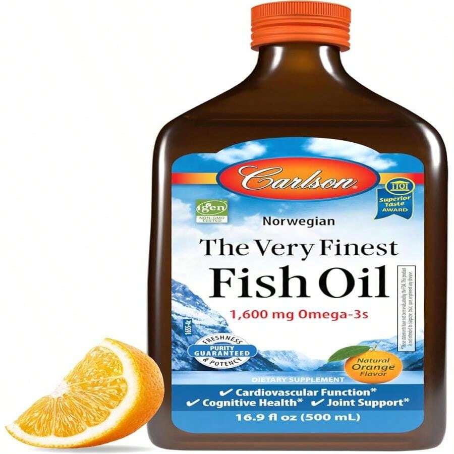 Carlson - Cod Liver Oil, 1100 Mg Omega-3s, Liquid Fish Oil Supplement, Wild-Caught Norwegian Arctic, Sustainably Sourced Nordic Liquid, Lemon, 250 Ml - Flavor NameE - 查看 1