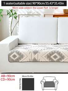 1pc Bohemian Quilted Plush Sofa Cushion Cover, Warm-Toned Country Style Sofa Slipcover, Anti-Slip & Anti-Scratch, Suitable For All Seasons, Fits 1/2/3/4 Seater Sofas And Sectionals, Ideal For Living Room/Dining Room/Bedroom/Study, Autumn Decor, Dorm Decor, Back To School - Light Grey - View 18