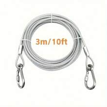 2mm Diameter Reflective & Anti-Rust Steel Wire Dog Leash, Suitable For Medium To Large Dogs, Available Lengths: 3.0m/4.6m/9.0m/15.0m