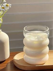 1 件 330 毫升现代堆叠玻璃杯，独特的泡泡设计水杯，适用于家庭、办公室和厨房的透明玻璃饮具，优雅的水杯，果汁、牛奶、冰沙、冰咖啡，无吸管，成人饮料杯，创意礼物，独特形状的饮水杯，非常适合派对、聚会和日常使用，装饰玻璃器皿 - 透明 - 查看 4