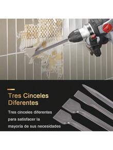 KOKILA 4 Piezas Cincel Piedra Piso Sds Taladro Rotomartillo Concreto Gurbia 25cm Util – Juego cinceles de martillo rotativo,Juego de brocas de carburo para mampostería de,Juego de brocas de carburo para mampostería de,Juego de cinceles para taladros de martillo giratorio, 4 piezas, juego de brocas de hormigón de mampostería, cinceles planos de punta, estuche de almacenamiento, brocas SDS Plus de acero - Plateado - Ver 10