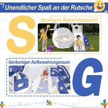 LILIIN 6-In-1 Children's Slide For Toddlers From 1 Year, Indoor And Outdoor, Freestanding Slide Made Of HDPE & PP, With Swing, Climbing Ladder, Storage Space, Basketball Hoop And Play Telescope, Up To 50 Kg - Blue and White - View 4