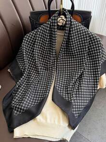 1pc Spring/Summer New Fashion Luxury Elegant Large Square Scarf For Women,Versatile For Professional Wear, Lightweight Air Conditioned Shawl For Dress