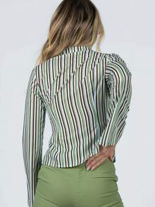 Soft Wrinkle-Free Button Down Stretch Shirts For Women, Breathable Moisture-Wicking Casual Work Dress Tops - 綠色 - 查看 9