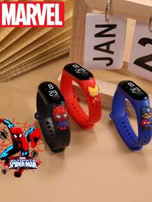 Marvel Spider-Man Cartoon Luminous Watch, Fashionable Teen Gift. Unisex For Boys & Girls. Suitable For Multiple Age Groups, Teen Electronic Quartz Watch.