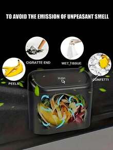 Foldable Car Trash Can, Front Seat Mounted, Rear Hanging Storage Box, Small Organizer Basket, Umbrella Holder, Wet & Dry Garbage Bags, Long Trip Trash Can Hook, Multifunctional, Suitable For Home, Kitchen, Bathroom, Camping, Barbecue, Car Washing