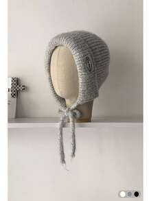 1pc Knitted Blend Sequin Embellished Balaclava Hat, Warm Knitted Beanie With Ear Flaps For Women, Autumn/Winter - Multicolor - View 12