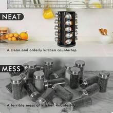 Spice Rack Countertop Rotating Organizer With Jars Black Kitchen Spinning Shelf Revolving Spice Rack - Black - View 3