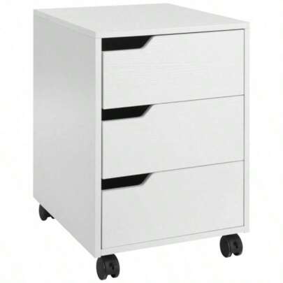 THE 3 Drawer Mobile File Cabinet, Vertical Filing Cabinet With Wheels Home Office, White