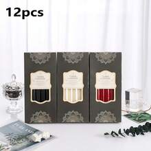 12 Stücke europäischer Stil Kerzenständer, elektroplattierte lange Kerzenhalter, Haushaltsbeleuchtung Kerzen, Hochzeitsbankett, westliche Restaurants, bunte rauchfreie Kerzen