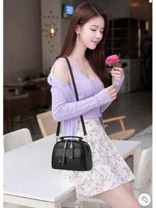 Women's Crossbody Bag Portable Medium Blogger Travel Bag 2 Handles (A90709) - 卡其色 - 查看 5