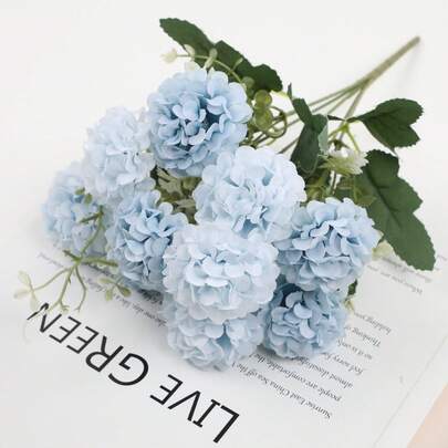 2 件 - 1 束 10 头人造花小球菊花，逼真的花朵，适用于婚礼生日派对户外家居装饰，节日假花花束礼物婚礼花瓶，适用于家庭餐厅卧室节日生日派对配件户外花园装饰，春季装饰