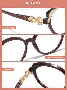 LALAMOLI LALAMOLI ovale Vollrahmen-Klarglas-Brille mit Ausschnitt-Dekor Design, geeignet für den täglichen Gebrauch und als Geschenk