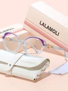 LALAMOLI LALAMOLI ovale Vollrahmen-Klarglas-Brille mit Ausschnitt-Dekor Design, geeignet für den täglichen Gebrauch und als Geschenk