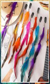 Geyoga 12 Pcs Clip In Hair Feathers Extensions For Women Colored Boho Feather Hair Clips Halloween Cosplay Costume Carnival Party Headdress Accessory Gifts(Brown, Black, Dark Coffee,Standard) - ColorE - 查看 5