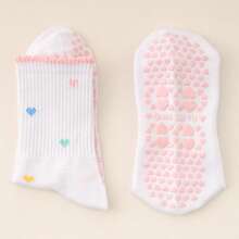 1 双/中筒半小腿防滑袜，可爱水果普拉提袜，Rufflesocks，防滑，Barre 瑜伽健身袜 - 白色 - 查看 4