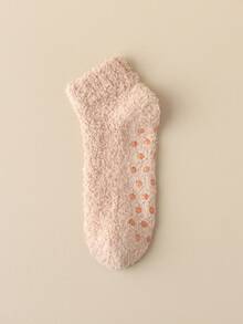 1/4 Pair Women's Thick Coral Fleece Socks With Silicone Anti,Slip Sole, Warm Indoor Home Floor Socks For Winter, Cozy Socks - Multicolor - View 16