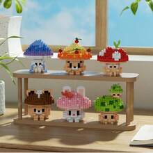 一套 300+ 颗粒积木玩具，可爱的蘑菇系列桌面装饰，坚固的 ABS 材质，红色/白色/绿色/粉色，非常适合节日礼物、万圣节礼物和家居装饰 - 彩色 - 查看 7