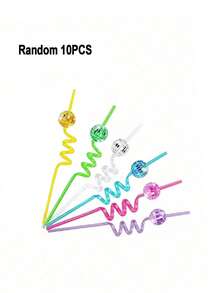 3/5/6/10PCS Disco Ball Decor Straws, Reusable Plastic Disco Ball Straws, Mirror Ball Straws, Black Plastic Straws, Reflective Spiral Straws, 70s Disco Party Decorations, Party Favors, Suitable For Disco Party, Birthday Party, Wedding, Kitchen, Christmas Decoration, 1PC
