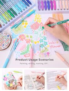 Languo 90 Colors Acrylic Paint Gel Pen Set - Professional Layering Art Markers For Students, 0.7mm Fine Tip DIY Drawing Pens For Glass/Paper/Wood/Blackboard/Tumblers/Plastic, Great For Study Notes And Crafts - Multicolor - View 11