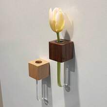 1pc Wooden Flower Planter Fridge Magnet, 3D Floral Vase Creative Magnetic Wall Decor