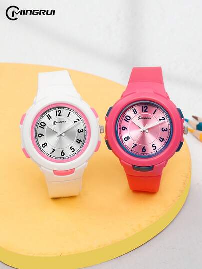 MINGRUI New Fashionable Student Quartz Watch, 30M Waterproof For Swimming, School Supplies, Children's Gift, Simple Design, Suitable For Girls And Boys, Holiday Gift