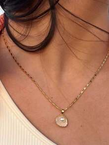 1 Set Of 3 Pieces Pearl Conch Necklace Seaside Style Necklace Set Suitable Daily Wear By Women - Vàng 3 - Xem 4