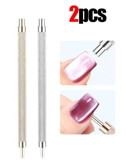 2/1pc New Cat Eye Magnetic Nail Polish Pen, Thickened Fancy Magnet, Multi-Functional Magnetic Tool, Elongated Handle Design, Easy To Operate With Strong Magnetism, Nail Art Accessory