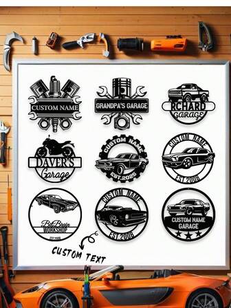1 Piece Personalized Vintage Car Metal Wall Decor - Custom Name Garage Decoration, Mechanic's Joy, Heavy Duty Ironwork Car Decor, Suitable For Man Cave, Auto Repair Shop - Birthday/Christmas/Father's Day Gift For Car Lover (Can Add Name), Workshop Decoration, Vintage Design, Sturdy Construction, DIY Enthusiast' Choice, Perfect Christmas Treat, Ideal For Thanksgiving