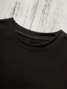 Camiseta Casual De Manga Corta Para Mujer - Estampado De Concienciación Sobre La Adopción Animal, Mezcla Elástica De Poliéster-Spandex, Cuello Redondo Lavable A Máquina Para Primavera Y Verano, Camiseta Con Gráfico De Corazón, Ajuste Cómodo - Carbón - Ver 4