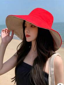 1頂寬邊女士遮陽帽，防紫外線，面部覆蓋，時尚多用途的漏勺帽