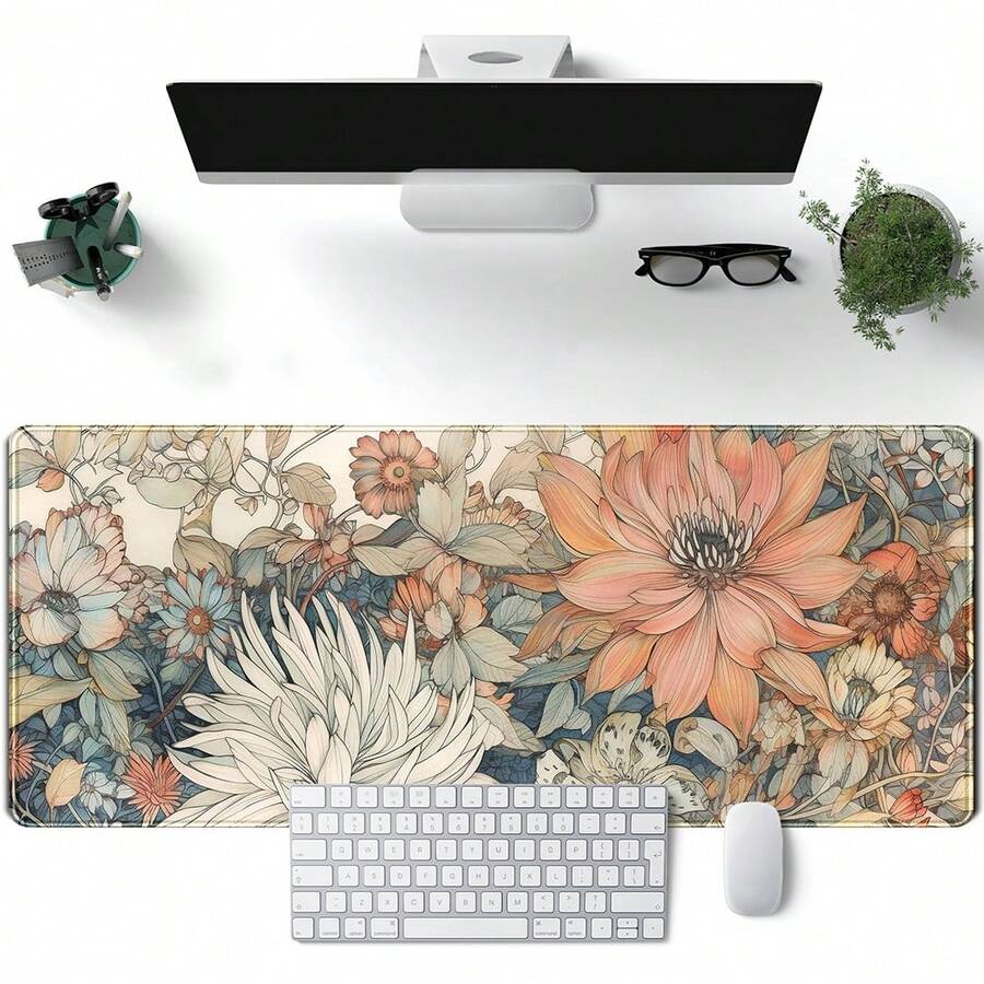 1pc Vintage Flowers Mouse Pad Boho Design Aesthetic Desk Pad Large Desk ...