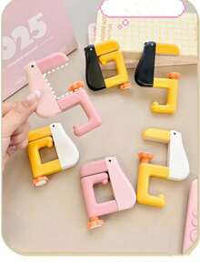 1pc Cute Thinking Duck Backpack Hook, Adjustable Student Desk Side Hook, Desk-Mounted Backpack Hanger With Anti-Scratch Pad, Suitable For Backpacks, Desks And Office Spaces - Multicolor - View 7