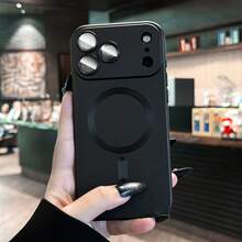 Ốp lưng điện thoại từ tính mờ tương thích với iPhone 17/16/15/13/12/14/11 Pro Max Plus, hỗ trợ sạc không dây, kèm miếng dán bảo vệ ống kính và khả năng chống sốc. - màu đen - Xem 3