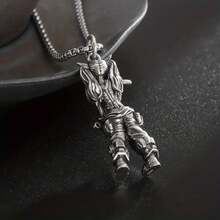 Vintage Silver Plated Punk Style Pendant Necklace, Fashion Alloy Long Chain, Unisex Fashion Jewelry, Halloween Gift Accessories - Bạc - Xem 6