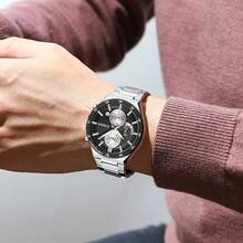 CURREN 男士手表 奢华商务石英计时防水不锈钢腕表 带夜光自动日期显示 - 彩色 - 查看 12