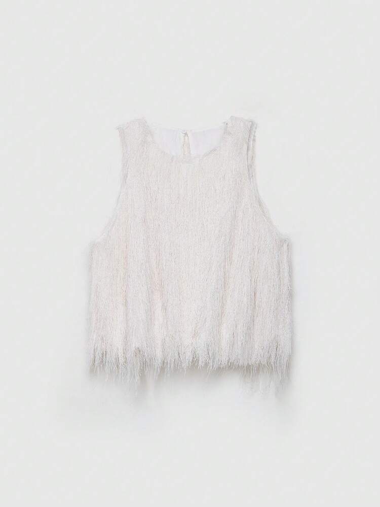 Top court sans manches à franges pour l'été