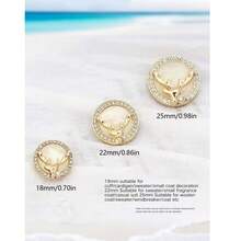 10pcs Christmas Diamond Studded Deer High-End Button, Gold Button, Suitable For Decorating Coats, Sweaters, Cardigans, Shirts And Other Clothing, Classic Style For Women's Coats, - Gold - View 5