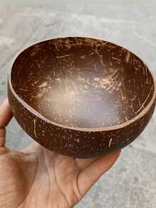 1 bol de servire în formă de nucă de cocos, bol din lemn pentru fulgi de ovăz, salată, masă ușoară și micul dejun