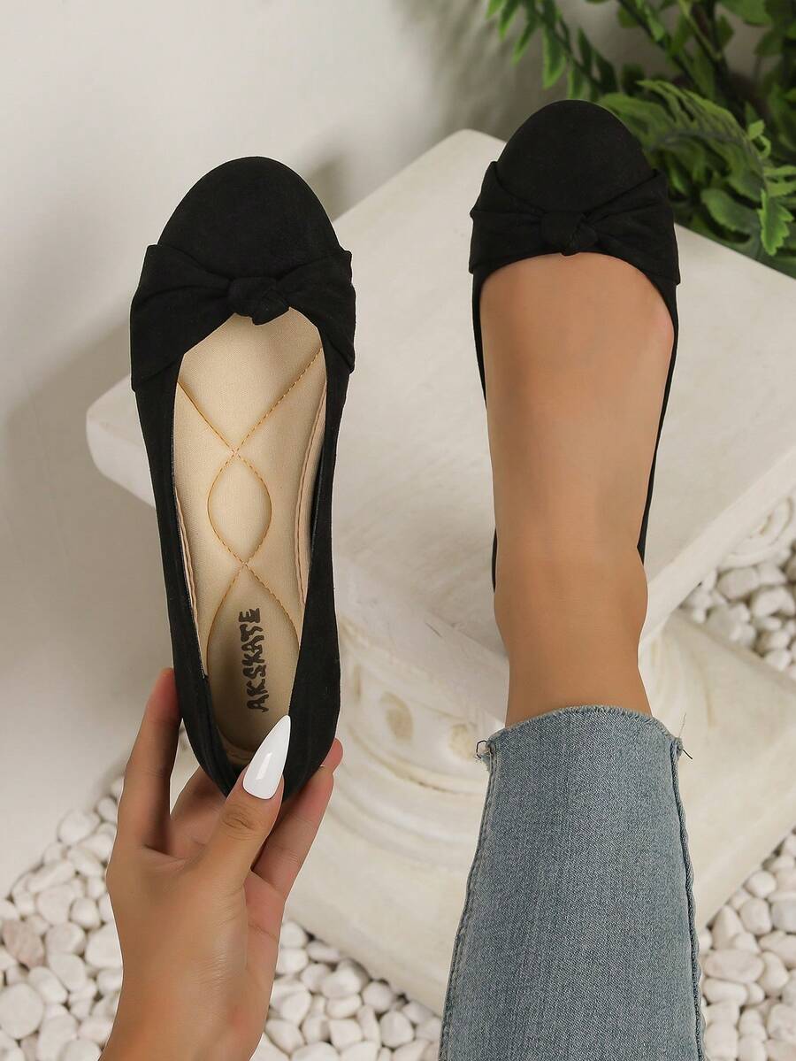 Women's Comfortable Slip-On Flats, Stylish Casual Shoes For Office Work, Outdoor Walking, Parties And Everyday Wear, Lightweight & Versatile  Plain / Plain Toe    Home - màu đen - Xem 1