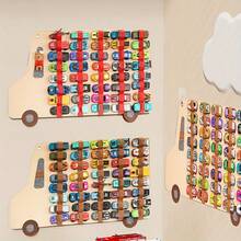 Kids Racing Car Organizer - Large Capacity Hanging Storage With Beige Racing Strip Background, Fabric Toy Garage For Boys Girls Room, Space-Saving Vertical Wall Decoration - No Assembly Needed (Under 3.2 Cu Ft), Race Car Accessories, Playful Decor Item, Easy Installation - Multicolor - View 6