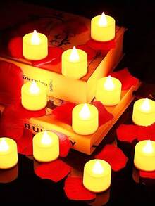 24pcs-Warm Color Flame Free LED Candle Light, 1.7 Inch Night Light Decorative Light, LED Electronic Flameless Small Candle,Creative Wedding Birthday Wedding Candle Venue Decoration Props Electronic Candle, Love Gift Valentine's Day Decoration Back To School Valentine Day - 暖色 - 查看 4