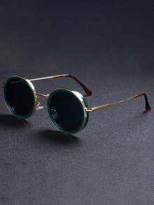 1pc New Retro Steampunk Small Round Metal Fashion Glasses Women Men Daily Simple Wild Street Festival Party Wear Fashion Glasses Female Suitable For Daily Casual Wear Glasses - Multicolor - View 5